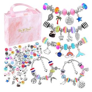 Link, Chain DIY 80 Beads Charm Beaded Key Lock Bracelet Jewelry Crafting Fun Bangles Set Kids Woman Fashion Gift Box Packaging