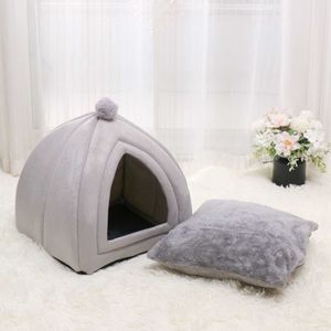 Warm Cat Bed Removable Pet Cats House Foldable Dog Beds Non-slip Bottom Pet Beds Tent Washable Cats Nest Puppy Dog Kennel 210713