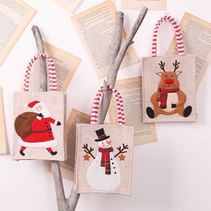 Kerst Ornament Linnen Geborduurde Handtas Cartoon Oude Man Gift Bag Kinderen Snoep Zakken Gratis DHL schip HH21-472