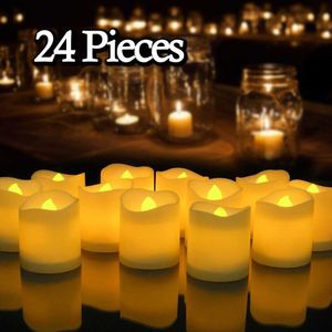 12/24Pcs Creative LED Candle Battery Powered Flameless Tea Light Lamp for For Home Wedding Party Decoration Supplies Dropship 210702