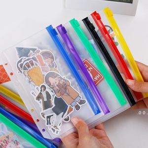 Sacchetto di archiviazione in PVC A6 Cartelle con cerniera multicolore per raccoglitore a 6 anelli Borse a fogli mobili per notebook Custodia impermeabile per documenti RRD11734