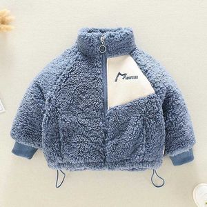 Winter Baby Kids Jacket For Boys Coats Lamb Wool Plus Velvet Thick Coats Christmas Costume For Toddler Children Outwear 1-8 Year H0909