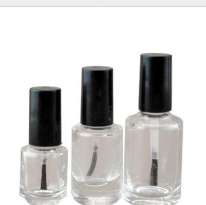 2022 Ny tom klar glas Gelish Nail Polish Bottle Nail Oil Bottles 5-8-10-12-15ml Rund kvadratisk form med svart plastskruvlock