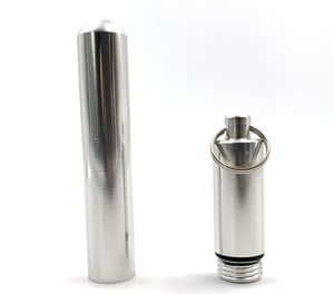 Mini Aluminium Alloy Smoke Capsule Pill Case Bottle Travel Ashtray Needle Earpick Toothpick Container Vattentät Medicin Hållare Storage