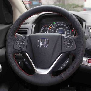 Synthetic Leather Car Steering Wheel Cover For Honda CRV Crv 2012 2013 2014 2015 2016 J220808