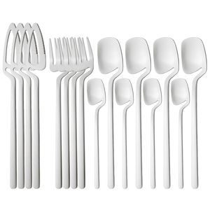 16Pcs Cutlery Set Knives Fork Coffee Spoon Dinnerware 18/10 Stainless Steel Tableware Party Home Flatware Silverware 211112