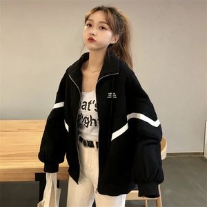 Spring Autumn Jackets Stand-up Collar Bat Sleeve Jacket Female Student Casual Long Tops Chic Coats HK019 210507