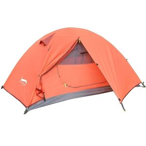 砂漠のバックパッキングキャンプテント、軽量1-3人テント二重層防水携帯用アルミニウムポール旅行テント220216