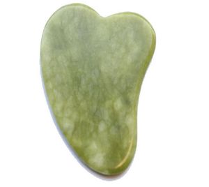 Gua Sha narzędzie do twarzy naturalny kamień jadeitowy Guasha Board do terapii akupunkturą SPA leczenie punktu spustowego skrobanie narzędzie do masażu (zielony) XB1