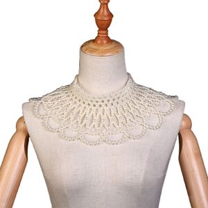 Imitation Pearl Wavy Halsband Bib Choker Vintage Western Wedding Dress Hollow Out Smycken Kroppskedja Krage Sjal