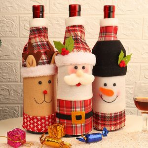 Decorazione natalizia Copri bottiglia di vino Borse per bottiglie di vino di Babbo Natale Ornamento per le vacanze di Natale e Capodanno