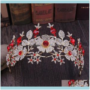 Barrettes Jewelrygold Crowns Queen Bridal Tiaras Leaf Flower Baroquace невеста Кристальная принцесса Корона Свадебные волосы Асесории головы еврея