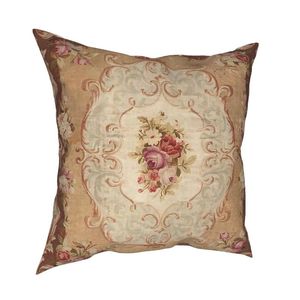Almofada/travesseiro decorativo rosa antigo floral aubusson capa para decoração de casa almofadas para sala de estar impressão frente e verso