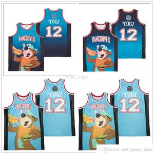 NCAA Stitched Movie Basketballtröjor 12 Vancouver Yogi Teal Jersey Mens Blue Fans Shirt God kvalitet till salu