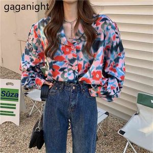 Women Shirt Fashion Tie Dye Button Up Female Spring Turn-down Collar Long Sleeve Tops Casual Loose Blouses 210601