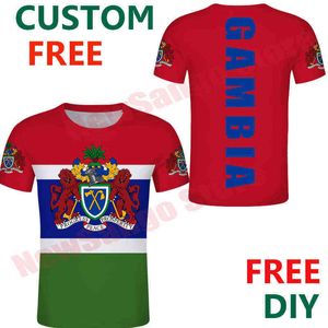 Camiseta Gâmbia camiseta masculina Ccustom número de nome gmb camiseta masculina estampa texto bandeira do condado equipe foto roupas X0602