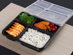 4 compartments Take Out Containers grade PP food packing boxes high quality disposable bento box for Hotel sea shipping DAJ317