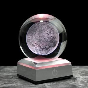 Nowość Artykuły 3D Księżyc Model Kryształowa Kulka Astronomia Prezent Kula Kula Dekoracyjne Planety Szkło Miniatura
