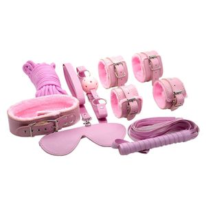 Wholesale toy seven resale online - Sm Fun Plush Leather Seven Piece Set Binding Rope Whip Decompression Alternative Toy Couple Flirting Products PV0U