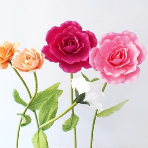 Ghirlande di fiori decorativi Fiore artificiale gigante Falso Grande rosa in schiuma con steli per decorazioni per sfondo di nozze Palcoscenico per vetrine Valen