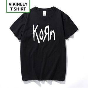 Mens T Shirt Moda Kısa Kollu Korn Kaya Bant Mektubu T Gömlek Pamuk Yüksek Sokak Tişörtleri Artı Boyutu 210706