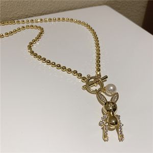 New Luxury Zircon Cute Animal Rabbit Pendant Bead Necklace Sexy Style Personalized Fashion Woman Choker Necklaces Lover Jewelry Gift