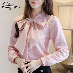 Style Clothing Casual Long Sleeve Ruffle Blouse Elegant Pink Lace Tops Plus Size Blusas Mujer De Moda 8291 50 210521