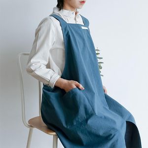 Aventais Homens Mulheres sem gravata Bib Com Bolsos Cross Back Kitchen Aventais De Cozimento Florista Home Artista Limpeza Restaurante Estilo Japonês