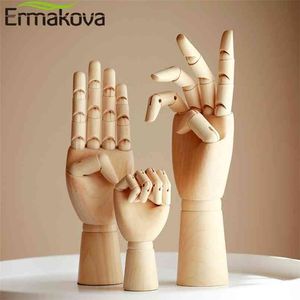 ERMAKOVA Wood Art Mannequin Hand Model Perfect for Drawing Sketch Wooden Sectioned Flexible Fingers Manikin Figure 210924