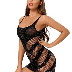 Diamond Suspender Skirt Hollow Short Skirt Jacquard Fun Underwear Set Sexy Women's Tight Dress 211201