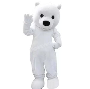 Halloween White teddy bear Mascot Costume Top Quality Cartoon theme character Carnival Unisex Adults Size Christmas Birthday Party Fancy Outfit