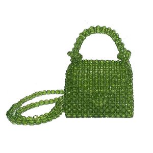 Borse a tracolla Pura mini borsa con perline in estate Piccole borse a catena con busta verde fresca e versatile Borse di design di lusso