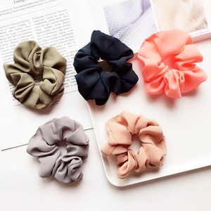 2022 new Lady girl Hair Scrunchy Ring Elastic Bands Pure Color Large intestine Sports Dance Scrunchie Soft Hairband