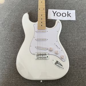 Nokta Gitar toptan satış-Özel jimi hendrix beyaz st elektrik gitar akçaağaç boyun klavye nokta kakma özel oyulmuş boyun plakası