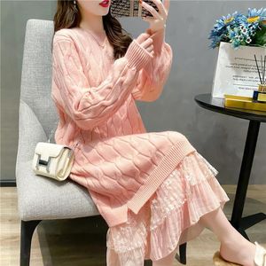 Maternity Dresses Pregnant Women's Sweater Dress Autumn And Winter Long Loose Thick Knit Large Size Woolen