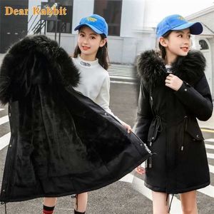 Winter Jacket for Girl clothes Russian Children parka Snowsuit Plus Velvet Warm Hooded Outerwear Coat Kids Teenage clothing 211027