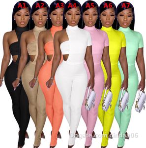 Women Tracksuits Two Piece Set Jumpsuits Designer Solid Colour Irregular Design With Wrapped Chest Strapless Onesies Slim Sexy Rompers