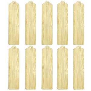 Bokmärke 10 Pack bambu tomma bokmärken oavslutade trätaggar med hål för DIY Art Craft