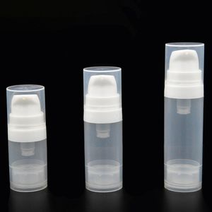 Wholesale空の5ml 10mlエアレスボトルクリア真空ポンプローションボトルカバー化粧品包装チューブ