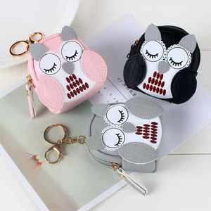 Cute Owl Coin Purse Mini School Bag Car Keyring Pendant Lady Wallet PU Leather Coin Purses Keychain