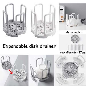 Kitchen Storage & Organization Expandable Dish Drainer Adjustable Plate Stand Organizing Center Drain And Dry Wine Glasses Silverware Bowls