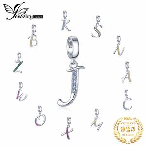 Wholesale sterling silver initial charms for necklace resale online - JewelryPalace Initial Sterling Silver Beads Charms For Bracelet Silver original Beads Jewelry Making Pendant Necklace