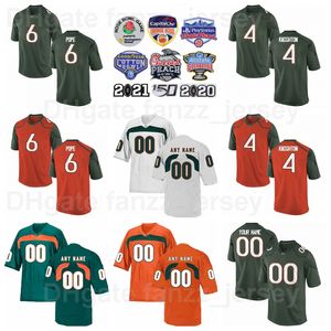 NCAA Football Miami Hurricanes College 26 Gurvan Hall Jr Jersey Man 2 Tyrique Stevenson 8 DJ Ivey 24 Kamren Kinchens 6 Mark Pope 4 Jaylan Knighton Custom Name Number