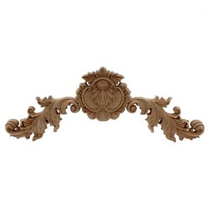 Decorative Objects & Figurines VZLX Flower Wood Carving Appliques Furniture Cabinet Unpainted Wooden Mouldings Decal Figurine Home Decoratio