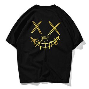 T Shirt Mens Hip Hop Devil Twarzy Tshirt Streetwear Summer Bawełna Harajuku Koszulki Krótki rękaw Topy Tees Street Wear 210603