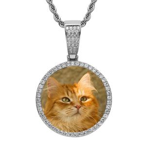 Personlig Rund Hängsmycke Halsband som håller bilder Minnesfoto Lockets Anpassade några fotoklippsymboler för kvinnor Girls Gift