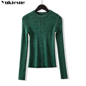 casual Autumn winter Women thick Sweater Pullovers long sleeve o-neck chic bling Female Slim knit top soft jumper 210608