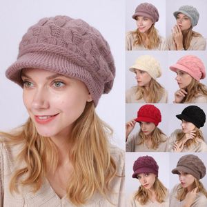 Mulheres Menina Malha Beret Inverno Quente Beanie Beanie Crochet Chapéu Slouch Ski Brim Slouchy Caps Pico Khaki Vermelho Bege Bege Bonés