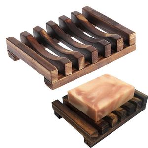 100pcs Soap Dishes 10.5*8*2cm Natural Wooden Bamboo Dish Tray Holder Storage Soaps Rack Plates Box Container for Bath Shower Plate Bathroom