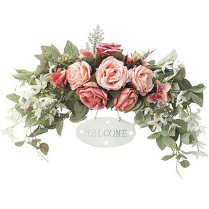 Fiori decorativi ghirlande decorazioni per teli per giacche per ocdeve per palo floreale arco di nozze ghirlanda di seta in stile europeo 76 cm x 22 cm Garl rosa